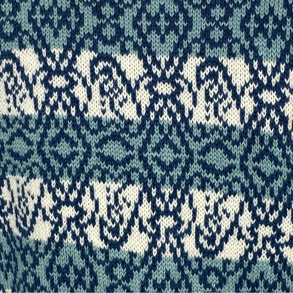 Vintage Concrete Men’s Knit Winter Sweater XL 20 Teal Blue White Geometrical. - Picture 3 of 10
